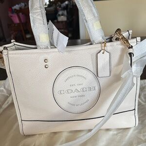 Coach Dempsey Chalk Pebbled Leather Carryall